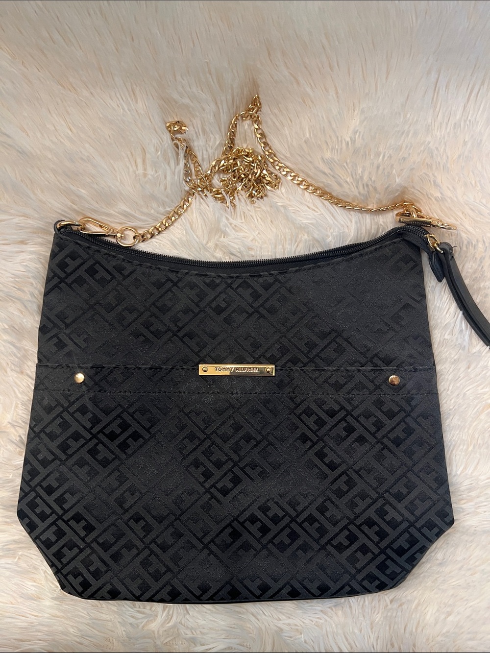 Tommy Hilfiger Black Crossbody with Gold Chain